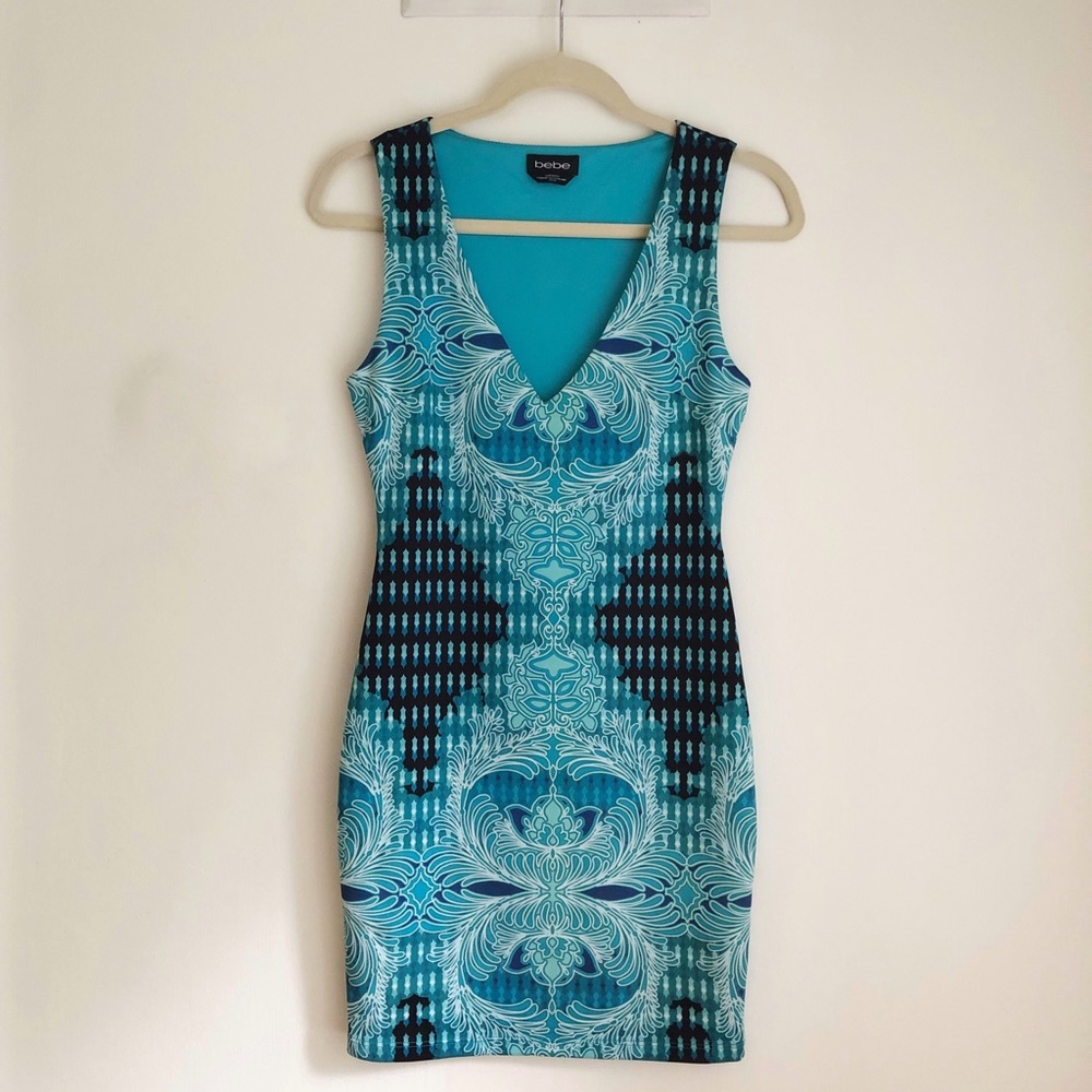Teal Fitted Mini Dress